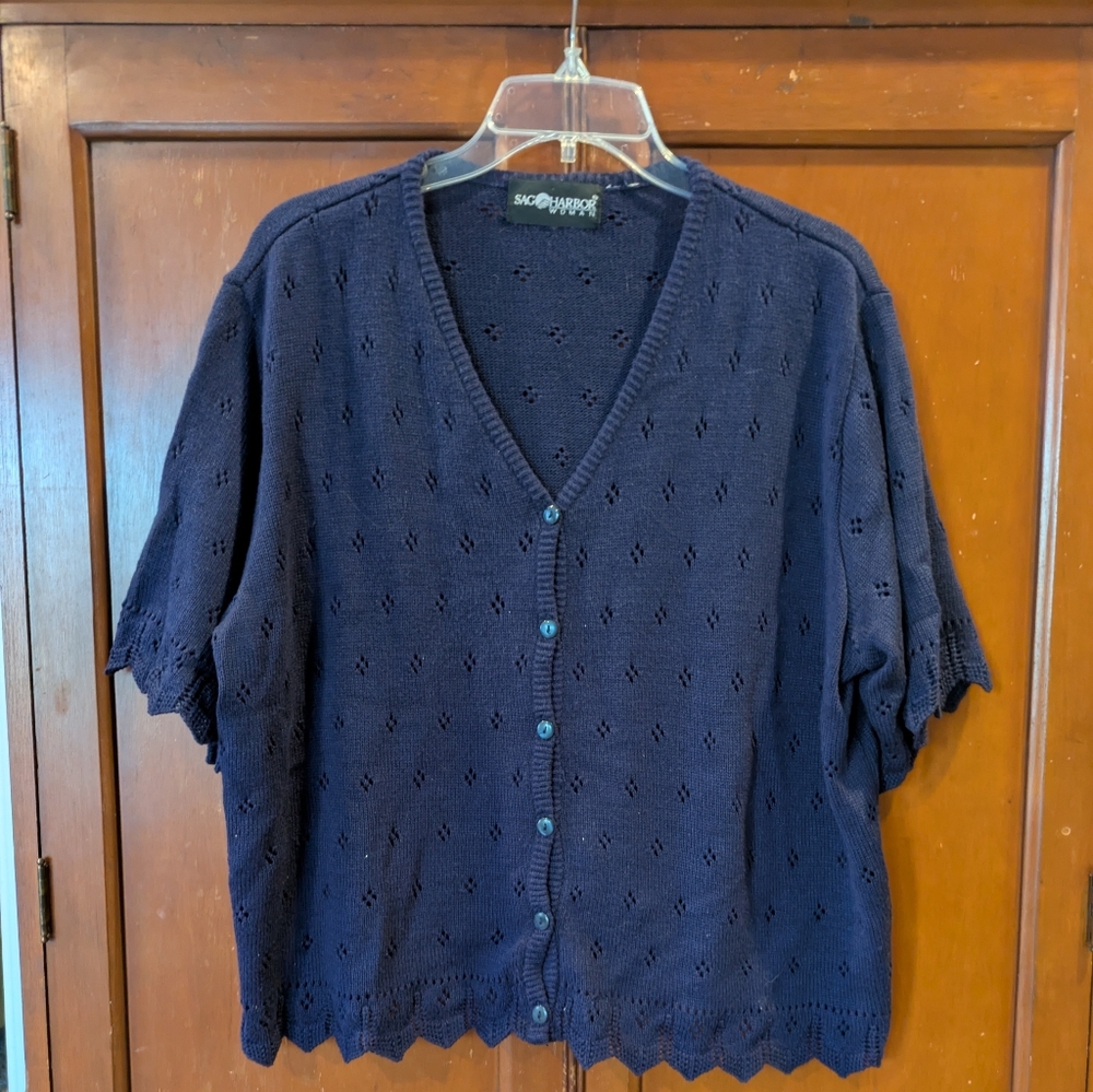 Dark Purple Oversized Short Sleeve Sweater Knit Top